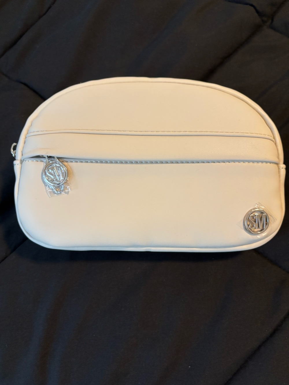Cream Steve Madden Crossbody Bag with Silver Accent Hardware